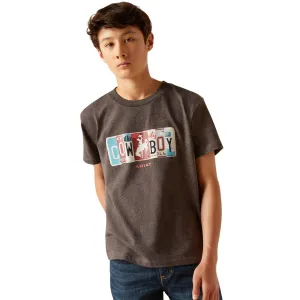 10047911 Ariat Boys Ariat License Plate Cowboy T-Shirt - Charcoal Heather