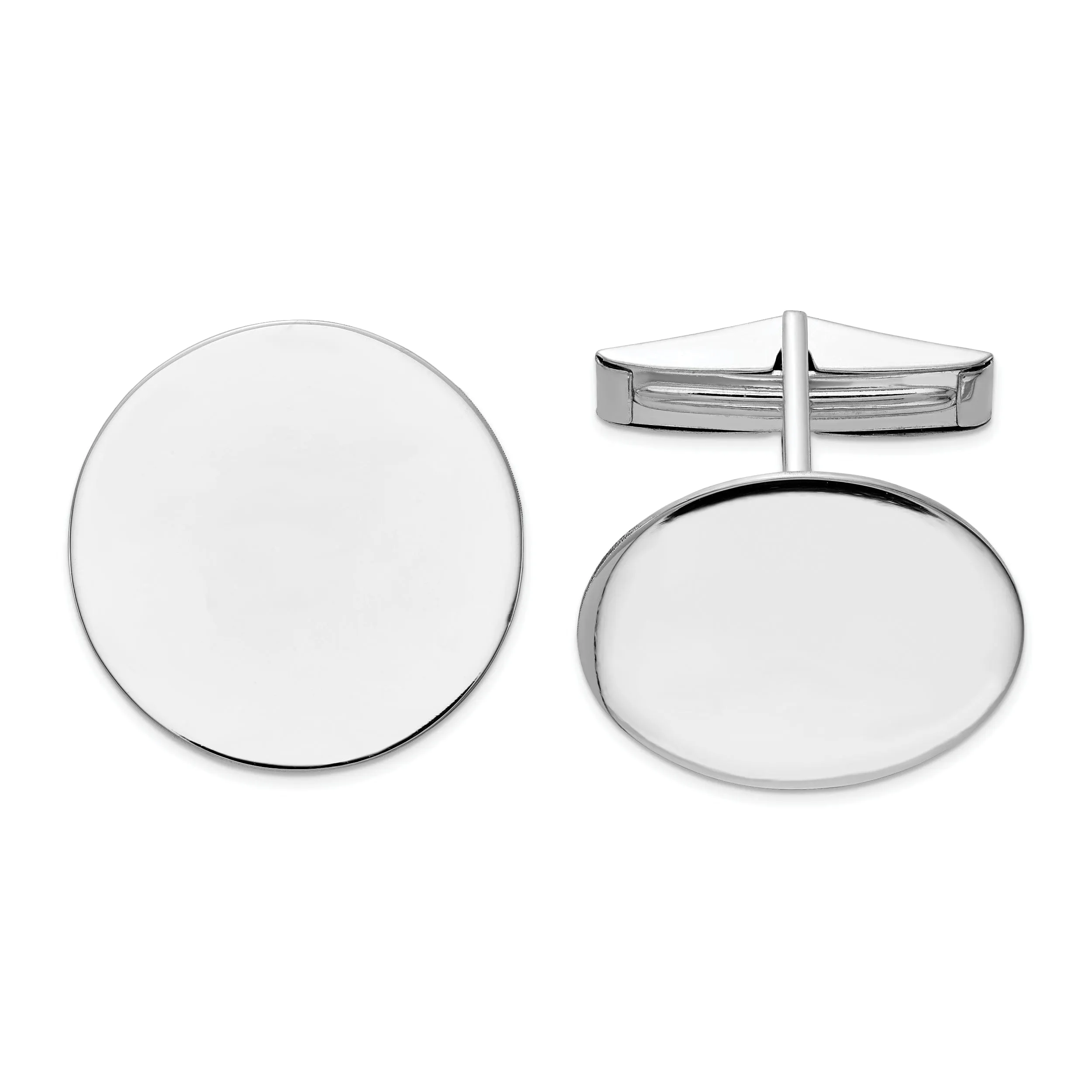 14k White Gold Solid Circular Design Cuff Links