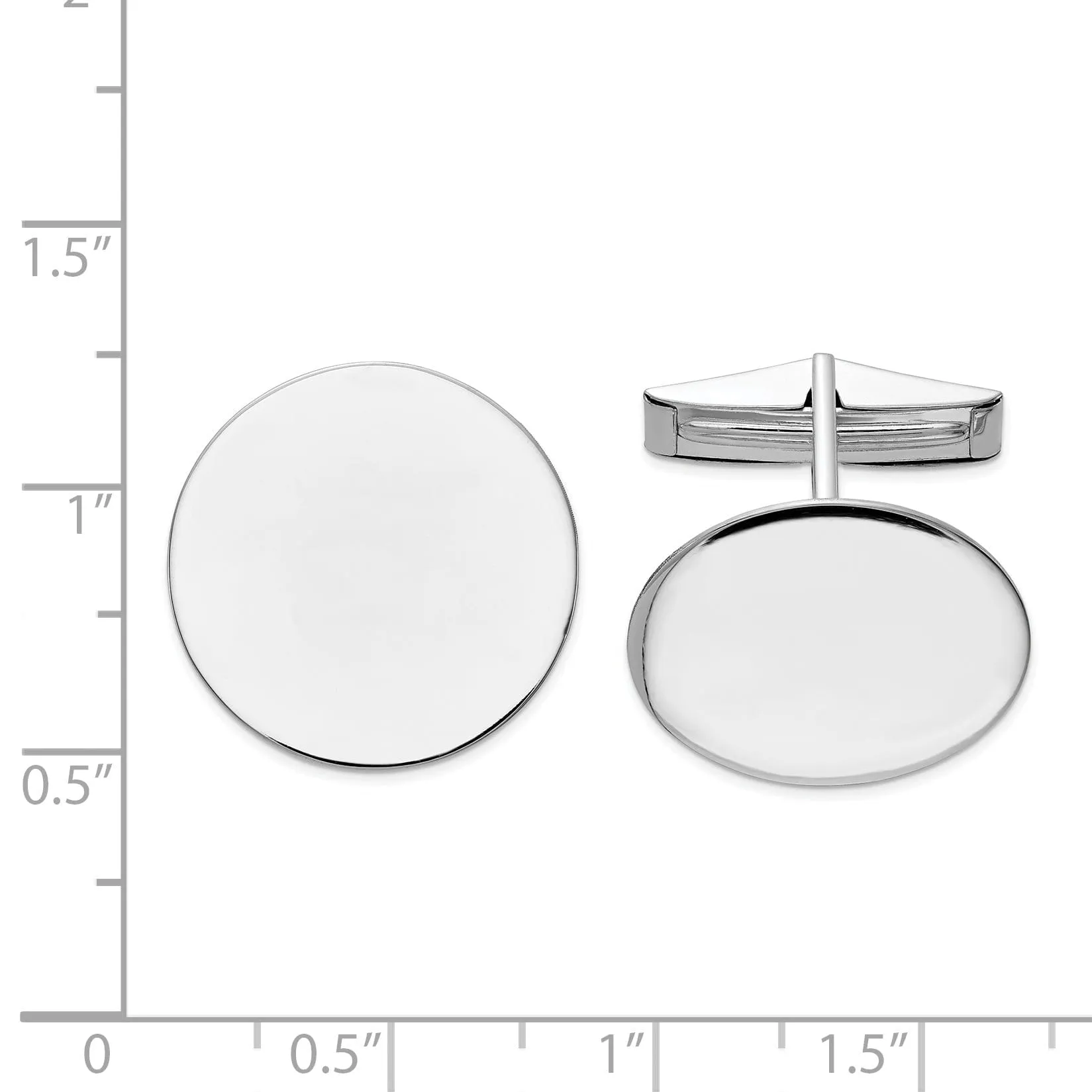 14k White Gold Solid Circular Design Cuff Links