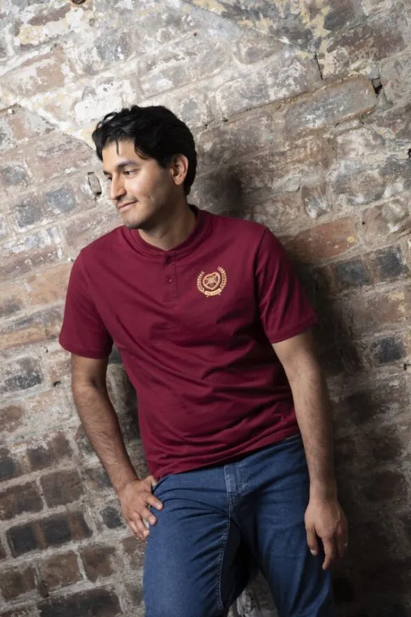 150th Maroon Henley Polo