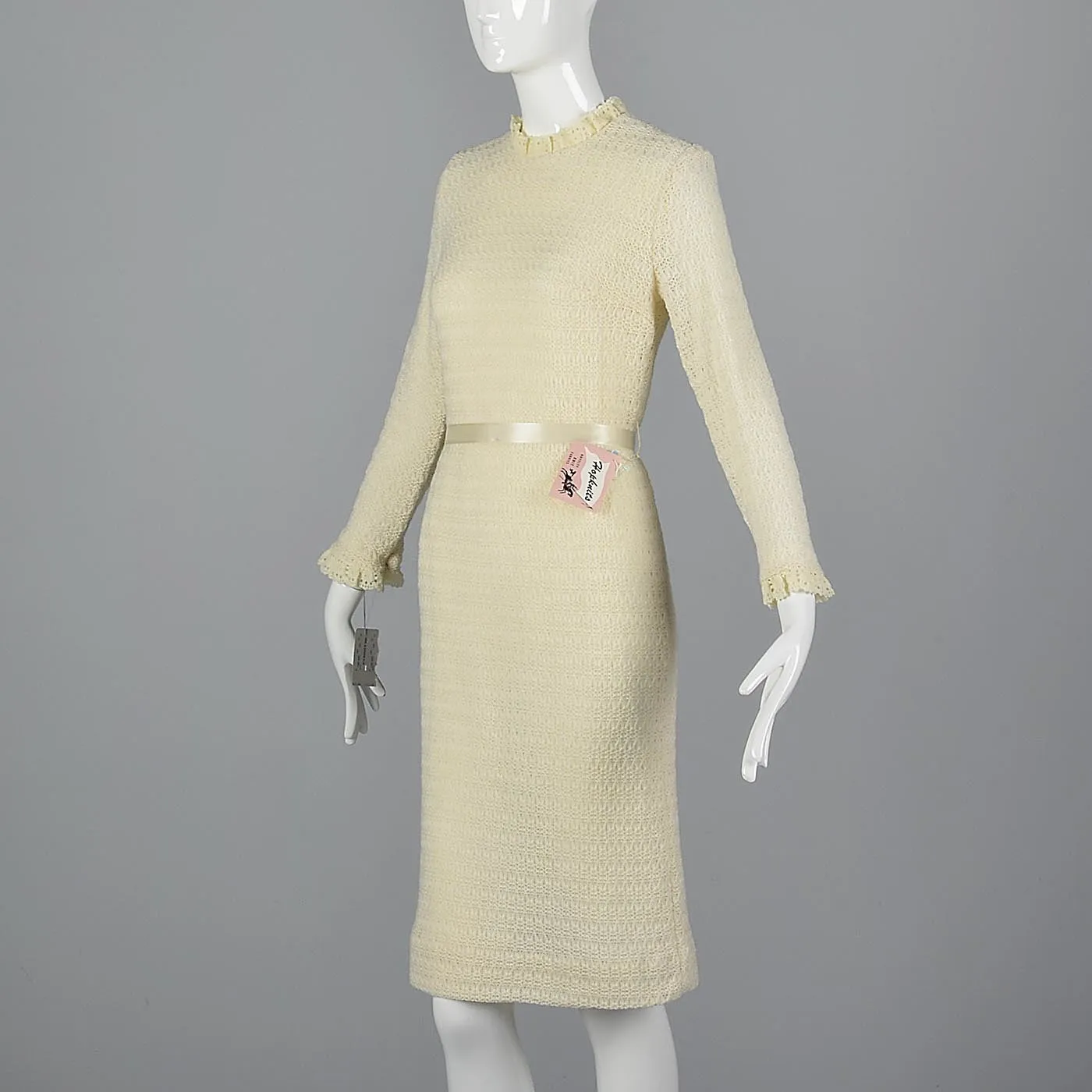 1960s Deadstock Cream Sweater Dress