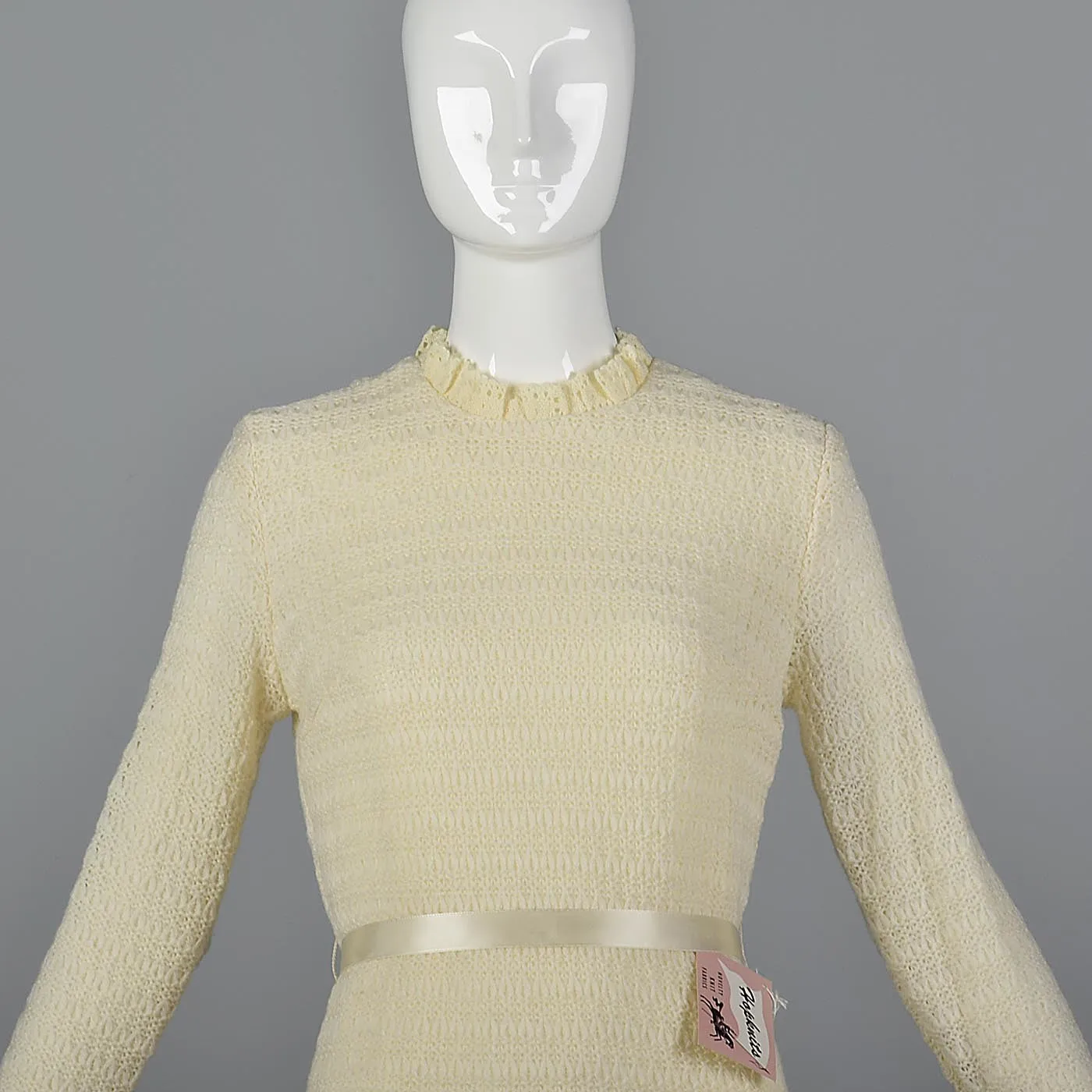 1960s Deadstock Cream Sweater Dress