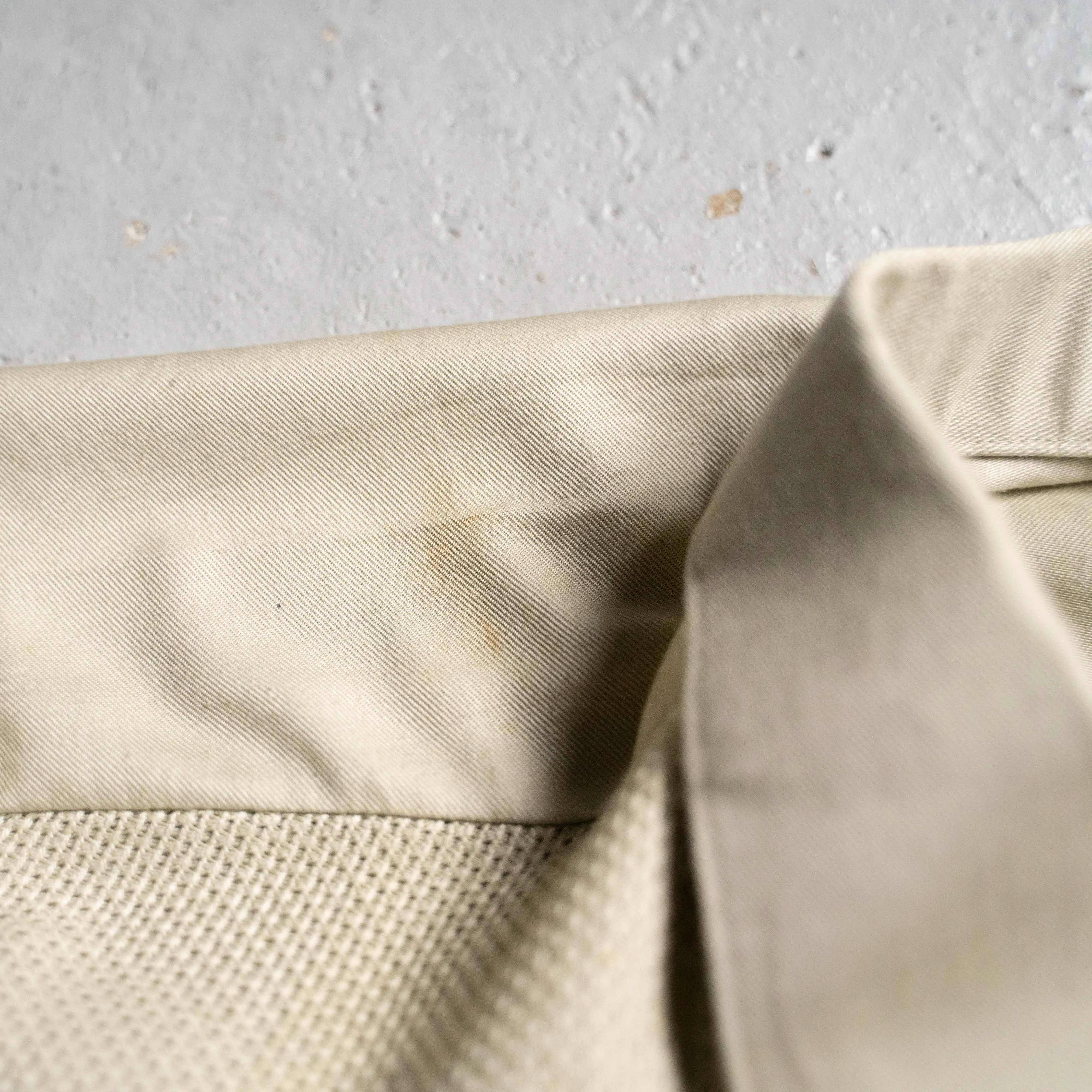 1980s beige color switching design shirt