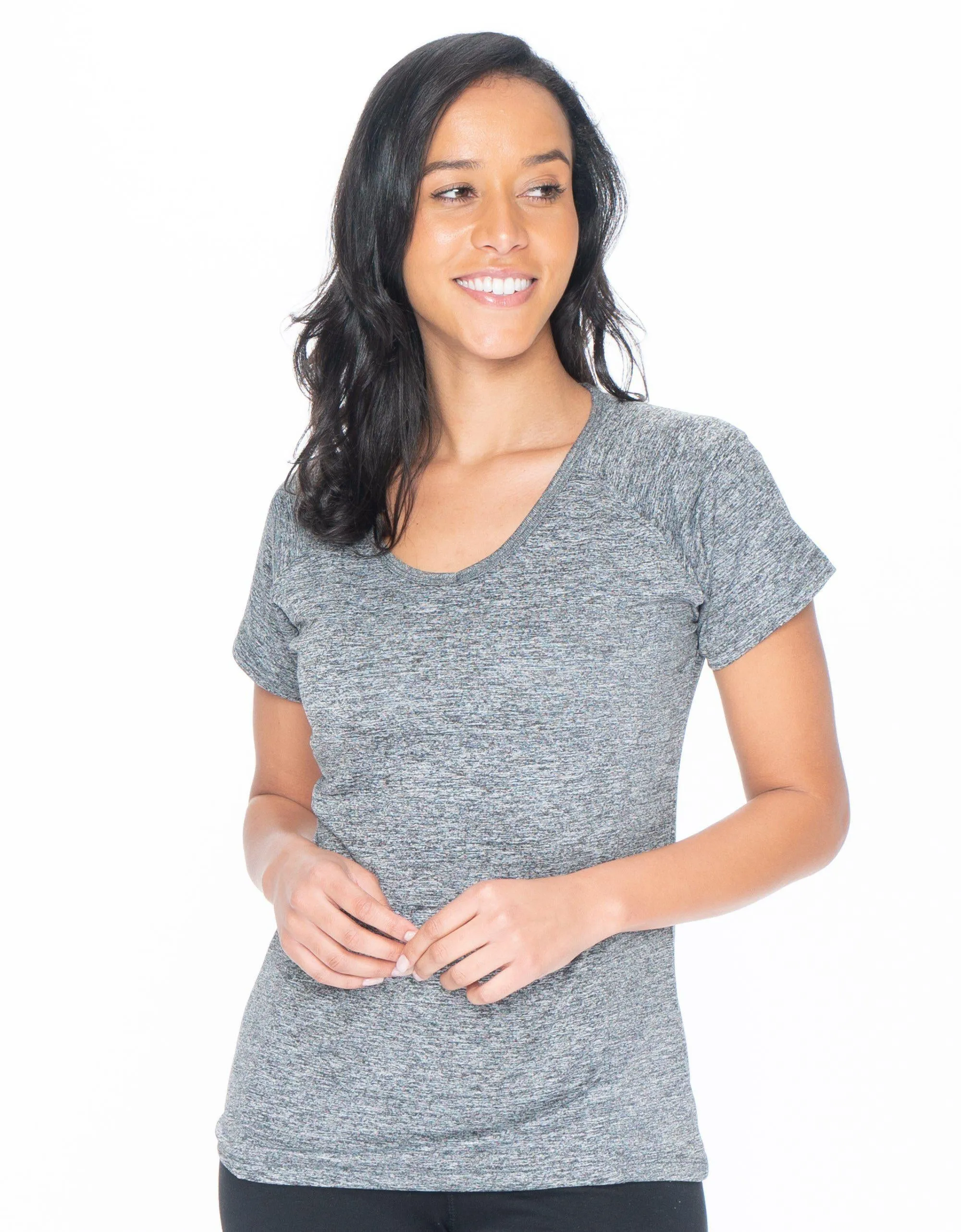 3 Pack Gray Active Wear V-neck Tee Shirt