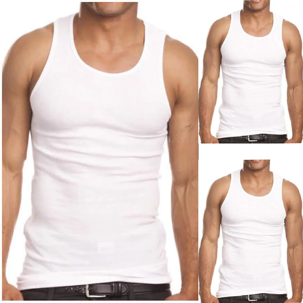 3-Pack Men's A-Shirt Tank Top Gym Workout Undershirt