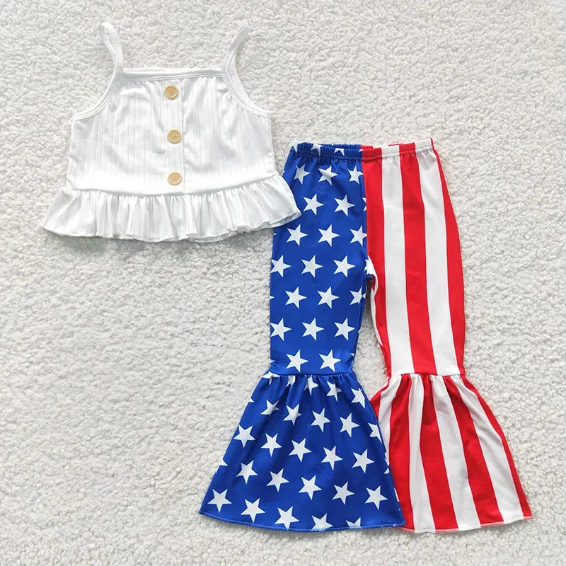 4th of July Flared Pants Toddler Independence Day Bell Bottom Outfit for Baby Girl