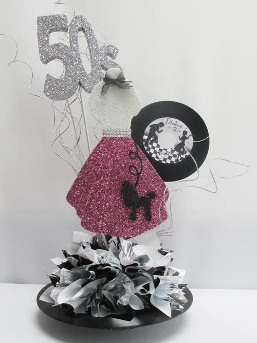 50's style dress cutout with poodle  & record centerpiece