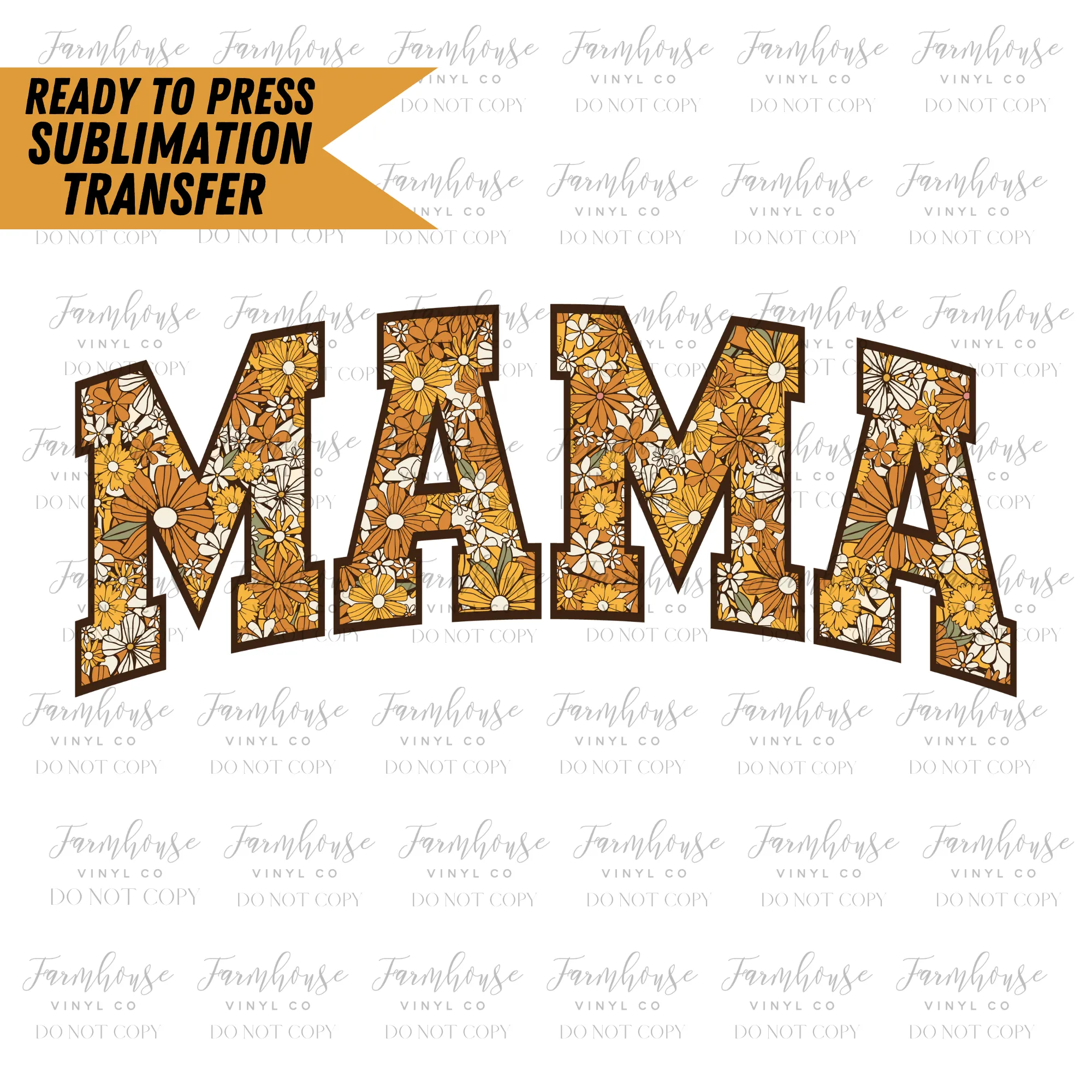 70S Mama Varisty Letters Ready To Press Sublimation Transfer