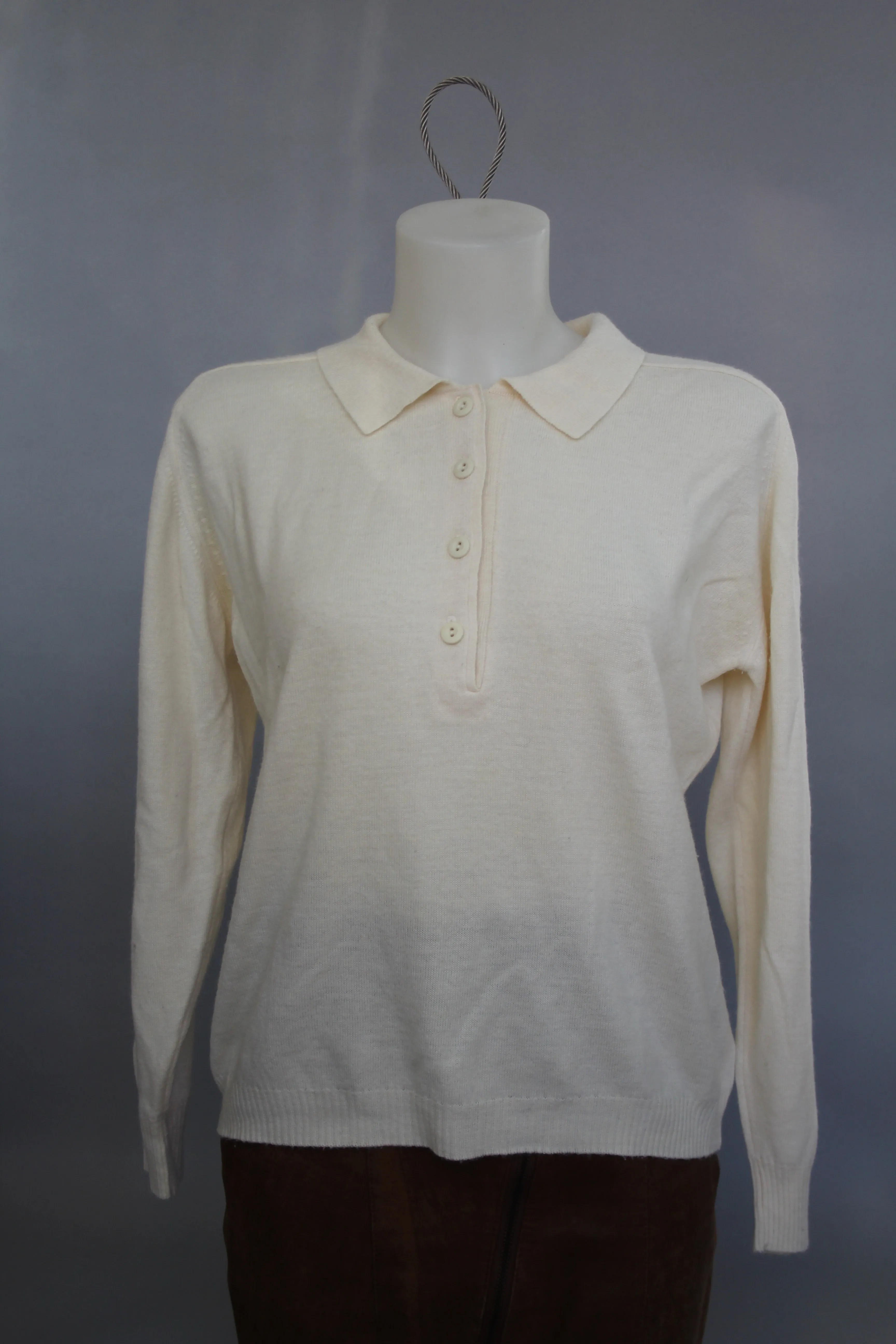 80s Rodier Wool-Blend Henley - M/L