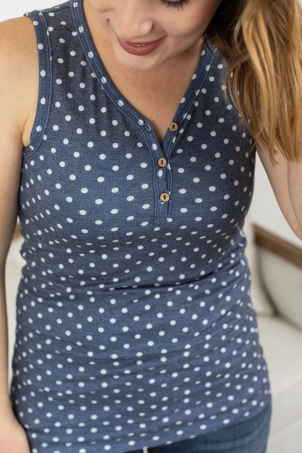 Addison Henley Tank - Navy Dot