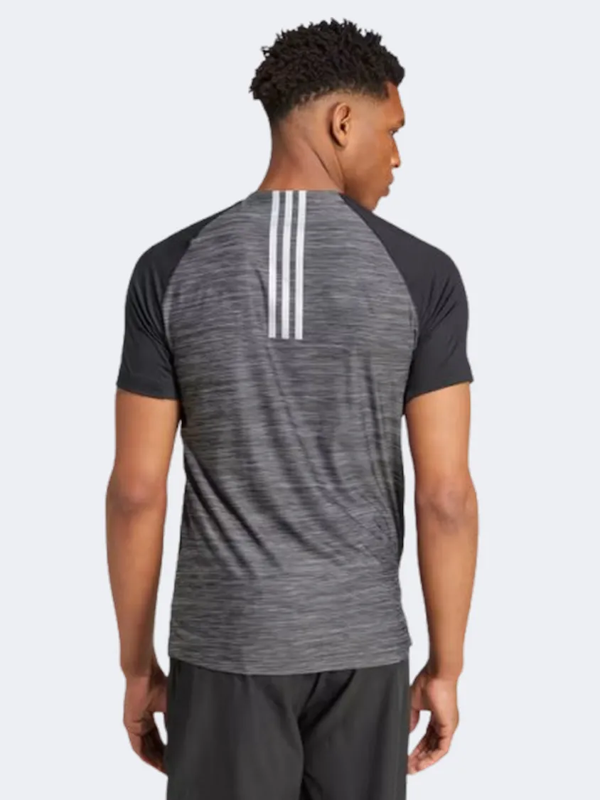 Adidas Gym Plus 3 Stripes Men Training T-Shirt Black Melange