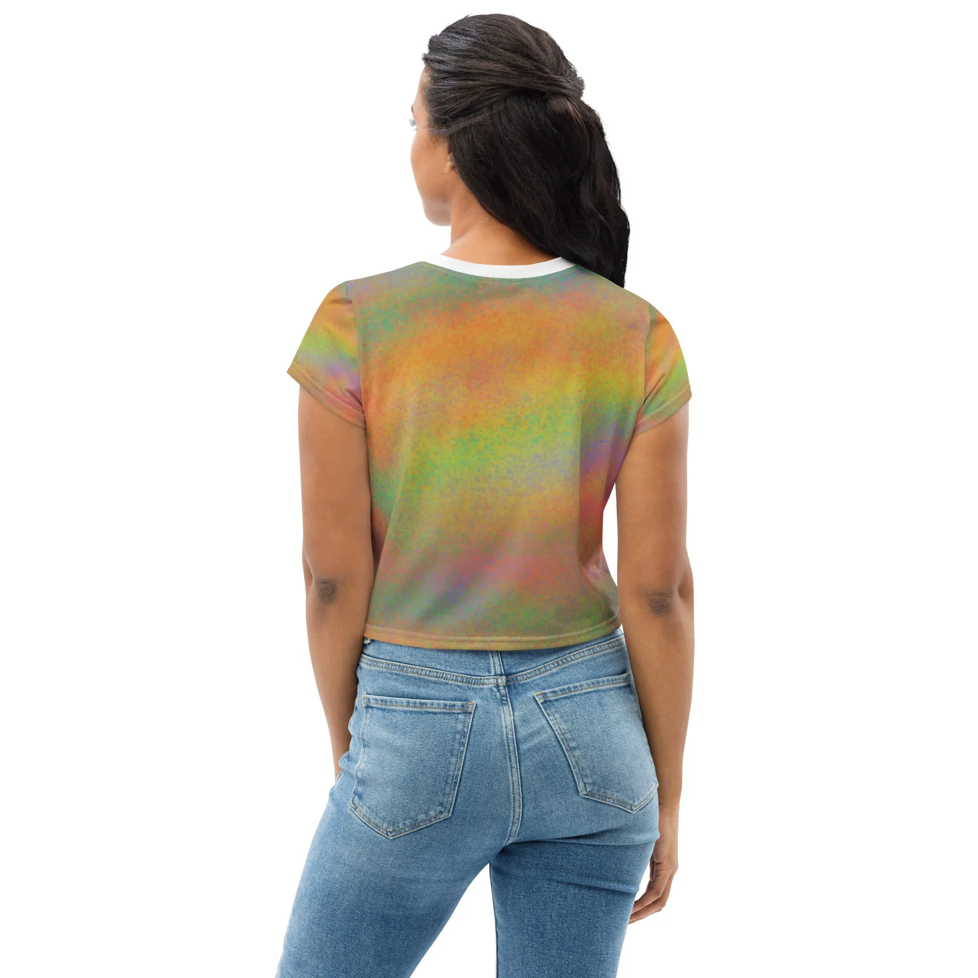 All-Over Print Crop Tee with Olivia colorful design (shipping from US & Europe)