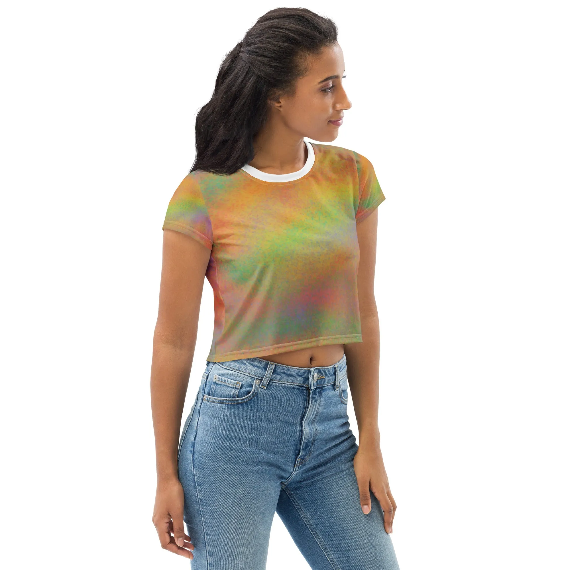 All-Over Print Crop Tee with Olivia colorful design (shipping from US & Europe)