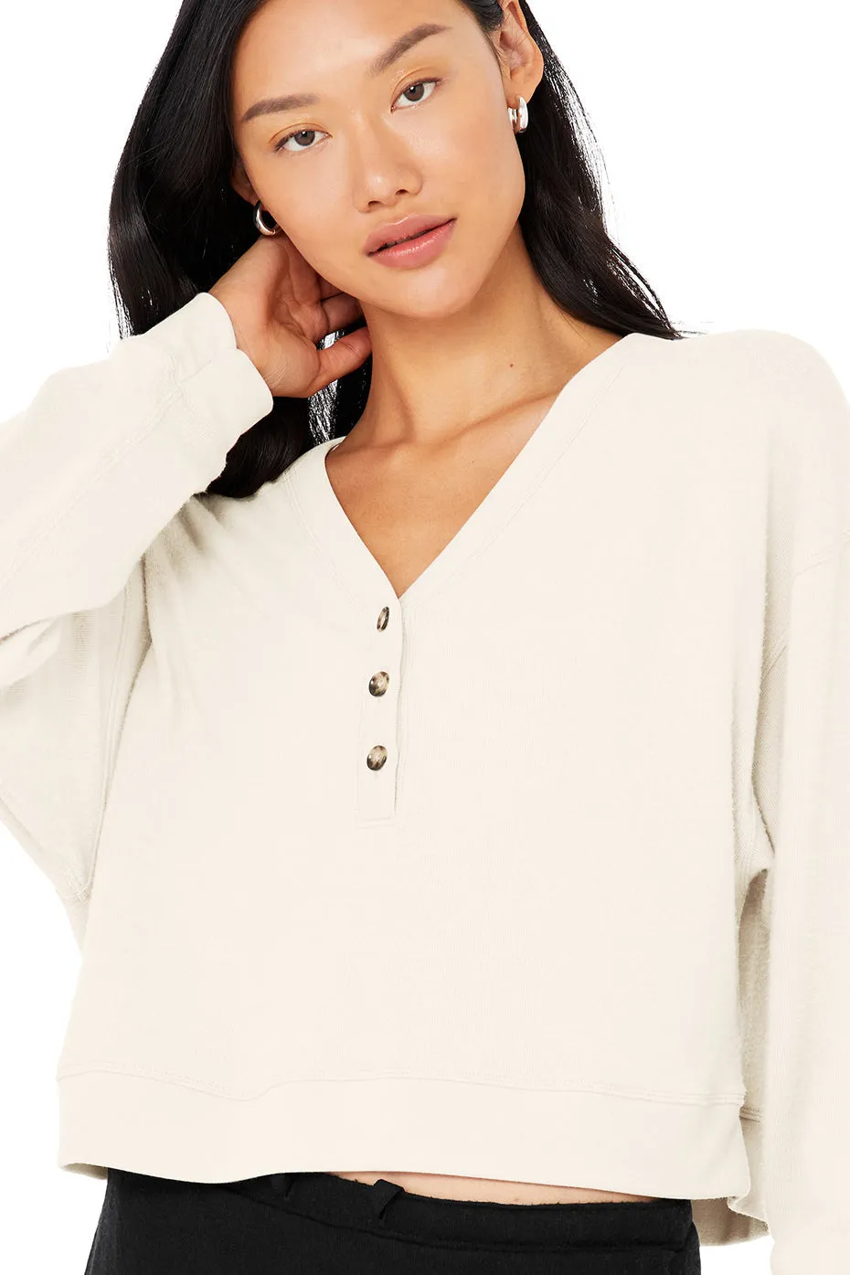 Alolux Soho Cropped Henley - Ivory