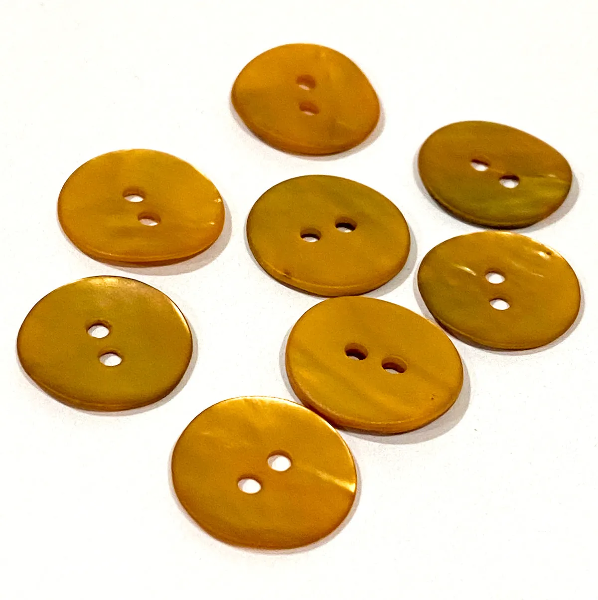 Amber/Light Copper Velvet Agoya Shell 5/8" 2-hole Button, Pack of 8 for $7.20  #1212