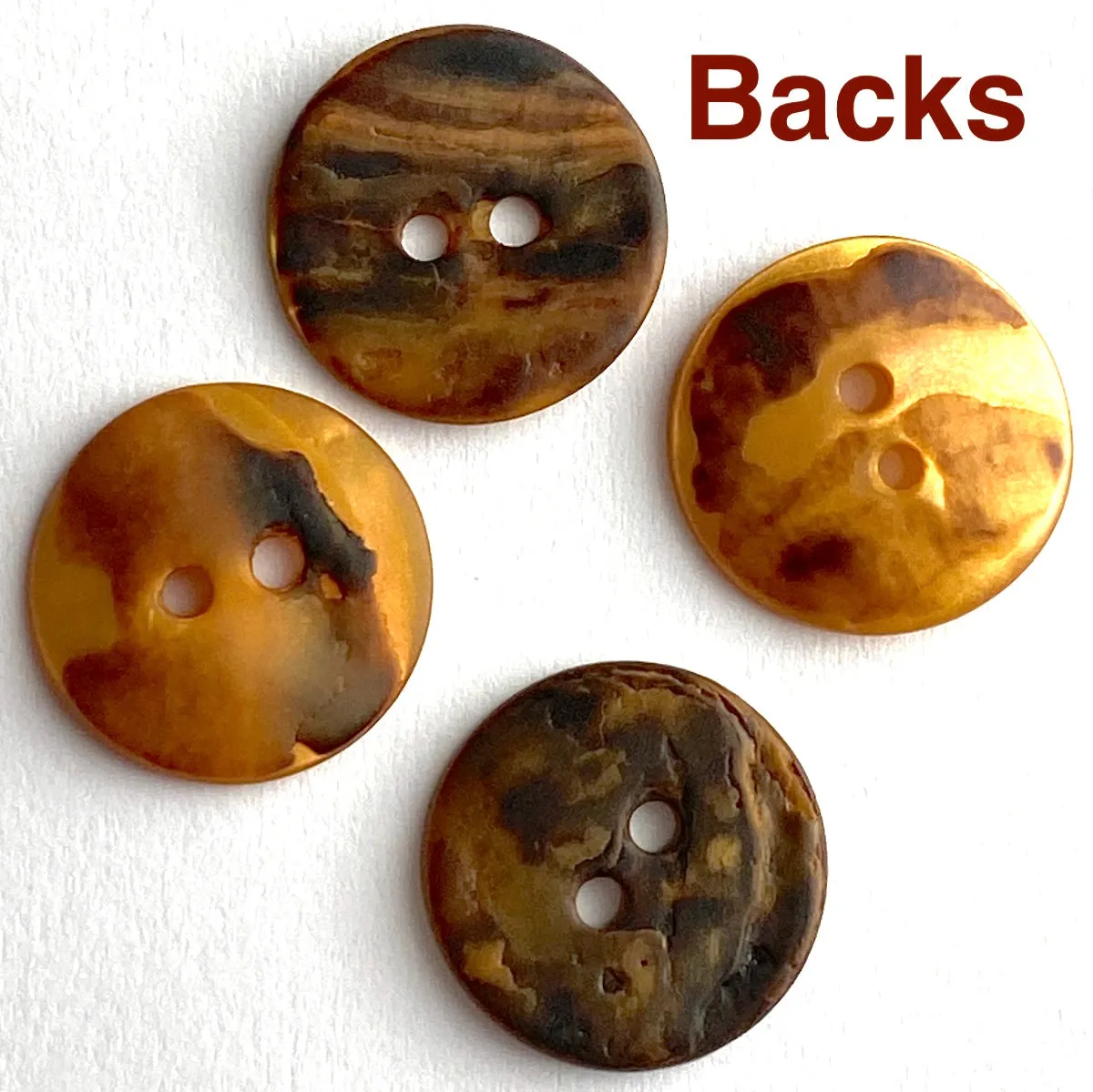 Amber/Light Copper Velvet Agoya Shell 5/8" 2-hole Button, Pack of 8 for $7.20  #1212