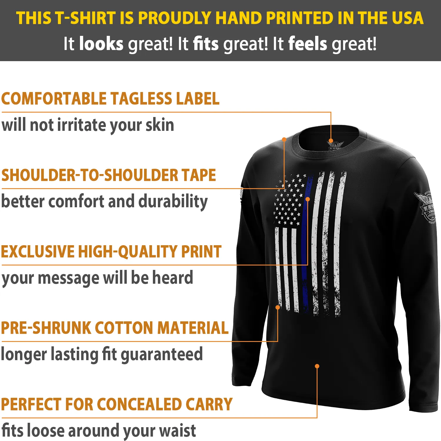 American Flag Thin Blue Line Long Sleeve Shirt