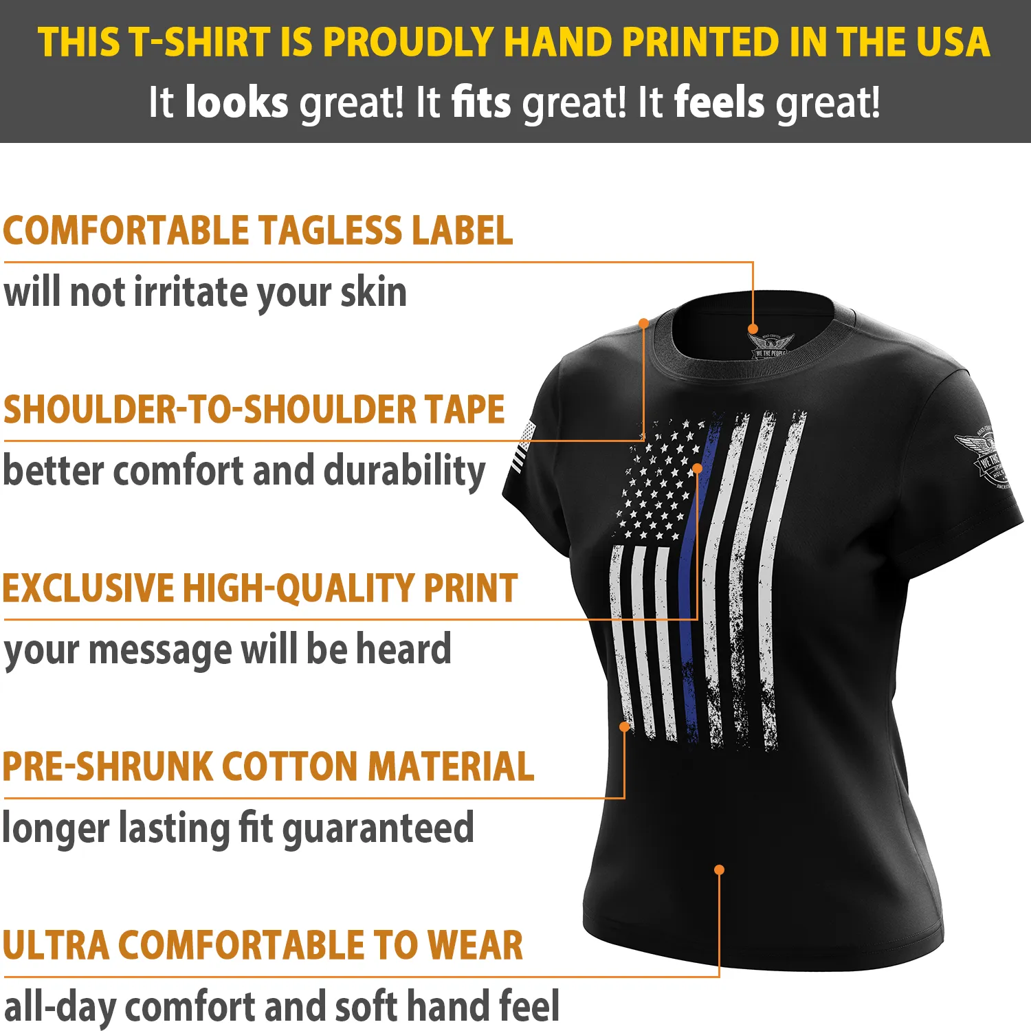 American Flag Thin Blue Line Women's Short Sleeve Shirt