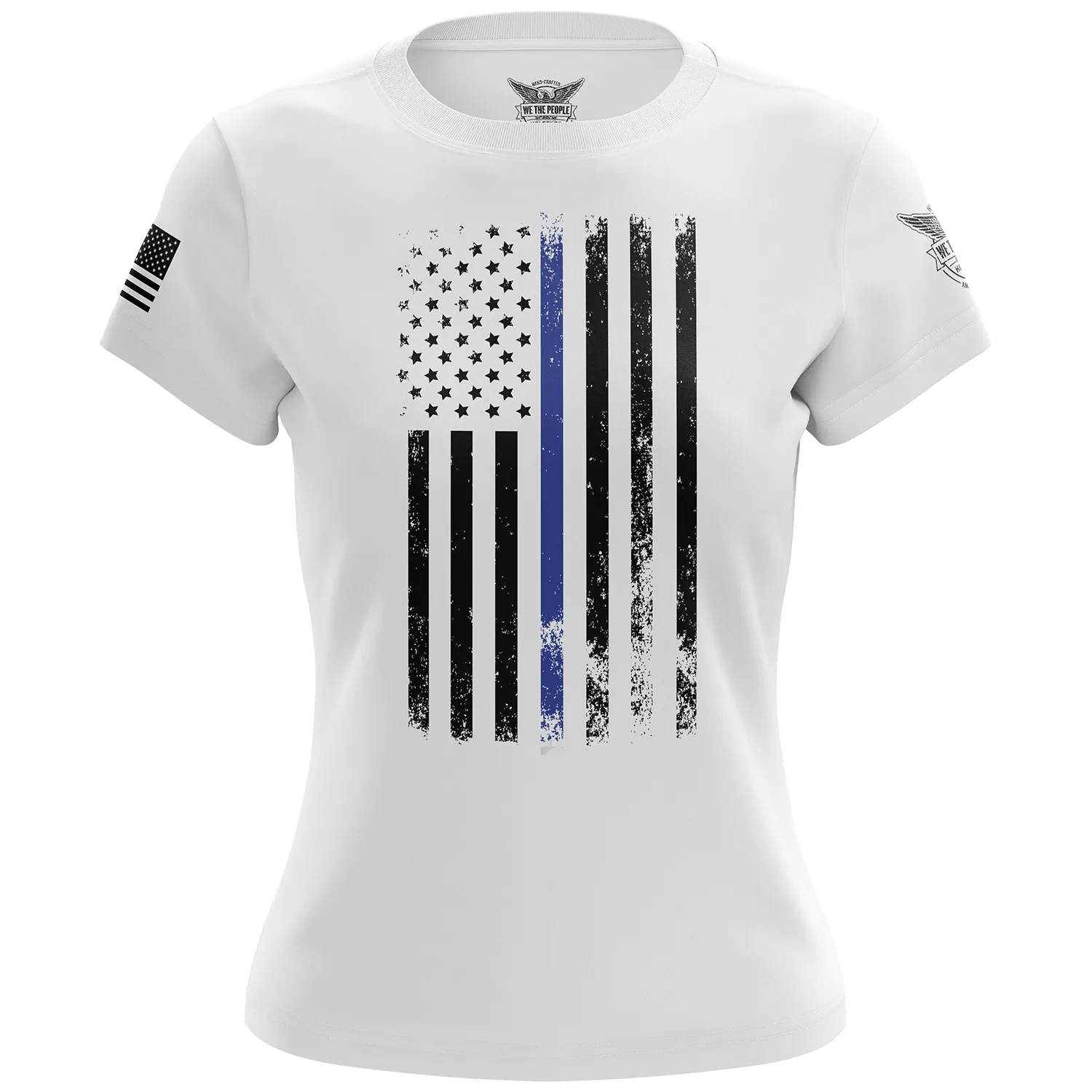 American Flag Thin Blue Line Women's Short Sleeve Shirt