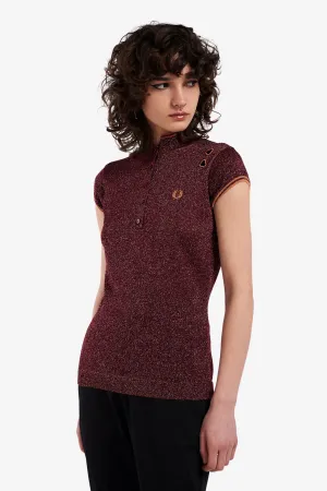 Amy Winehouse Oxblood Metallic Knitted Shirt