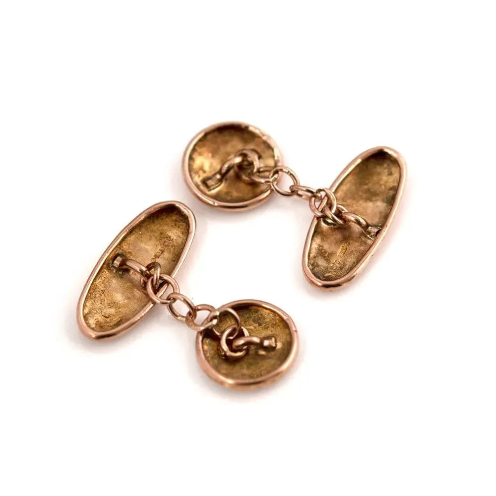 Antique Victorian 9ct Rose Gold Engraved Cufflinks