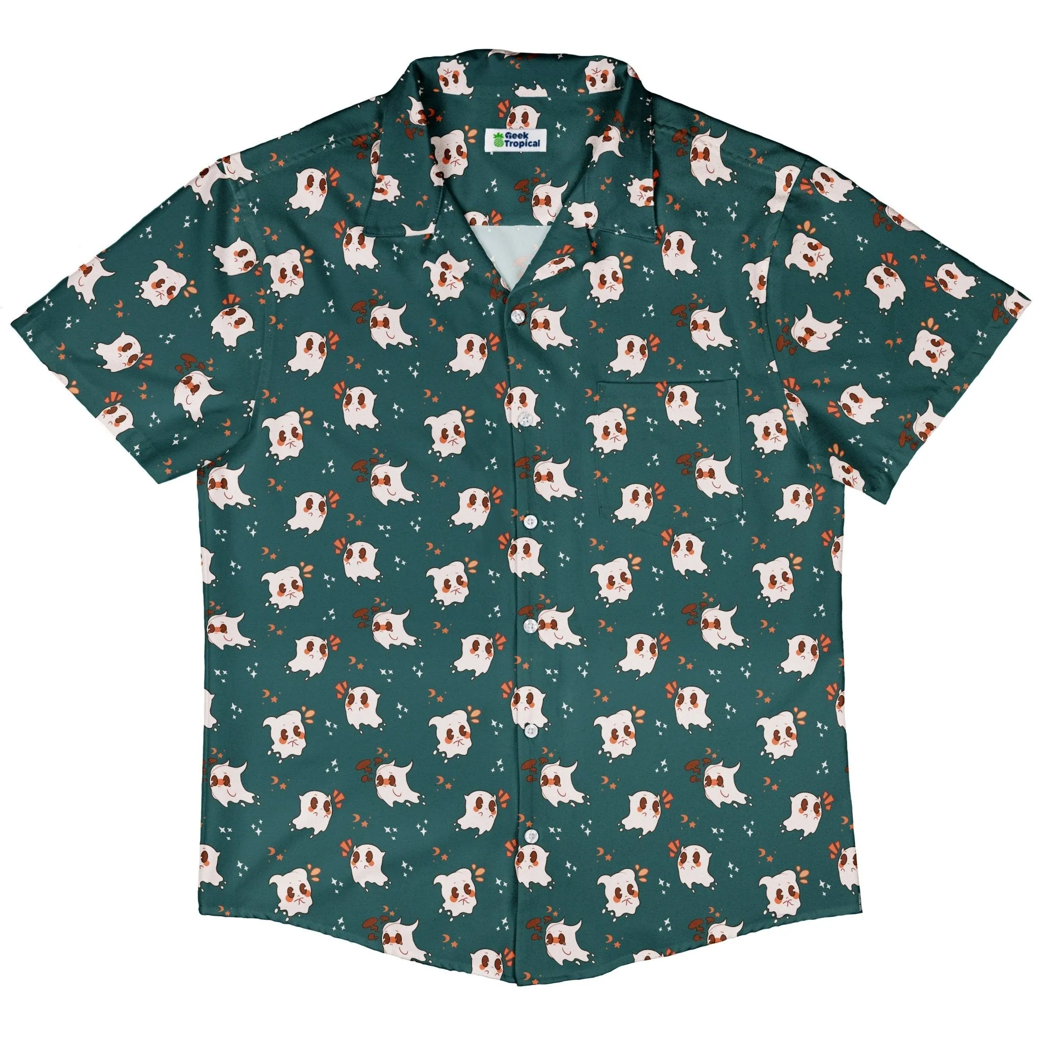 Anxious Ghosts Green Button Up Shirt