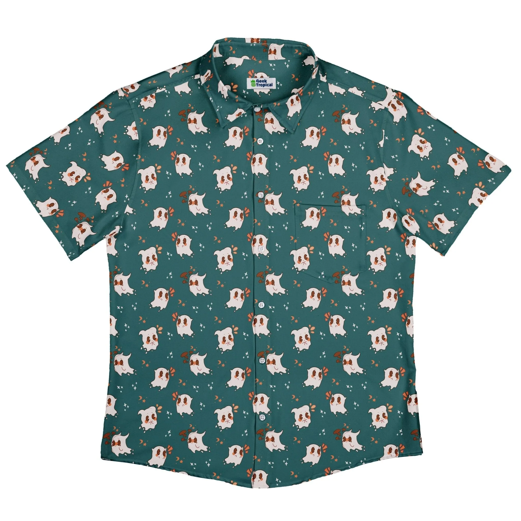 Anxious Ghosts Green Button Up Shirt