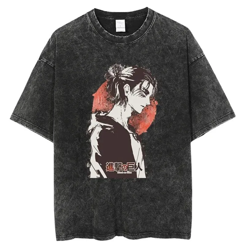 AOT Eren Yaeger Troubled Survivor Vintage T-Shirt | Otakumise