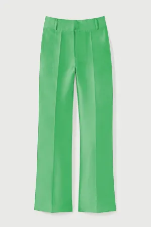 APPLE GREEN Satin Flared Pants