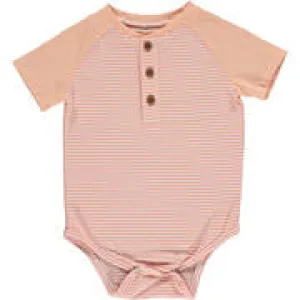 APRICOT STRIPE HENLEY BODYSUIT