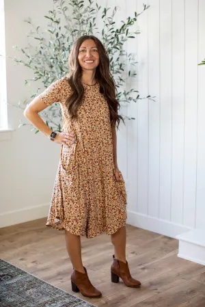 April Dress Neutral Floral