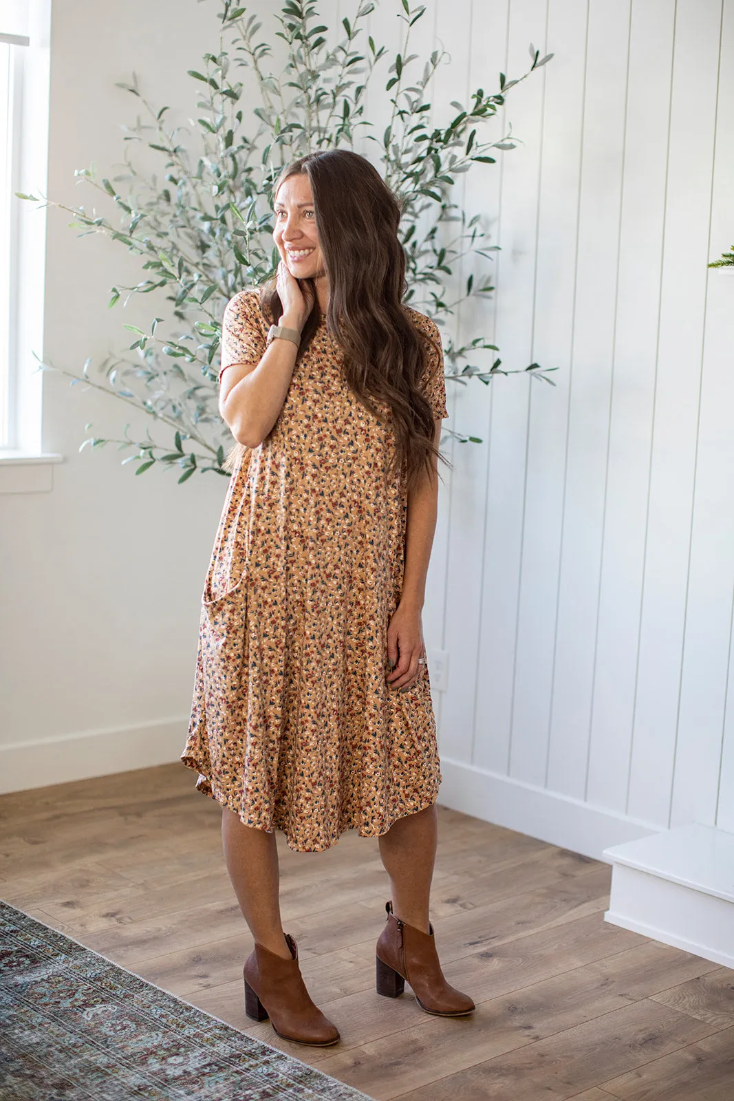 April Dress Neutral Floral