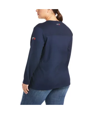 Ariat, Women's FR AC Crew Top, 10022698, Navy