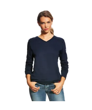 Ariat, Women's FR AC Crew Top, 10022698, Navy