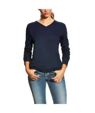 Ariat, Women's FR AC Crew Top, 10022698, Navy