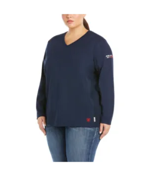 Ariat, Women's FR AC Crew Top, 10022698, Navy