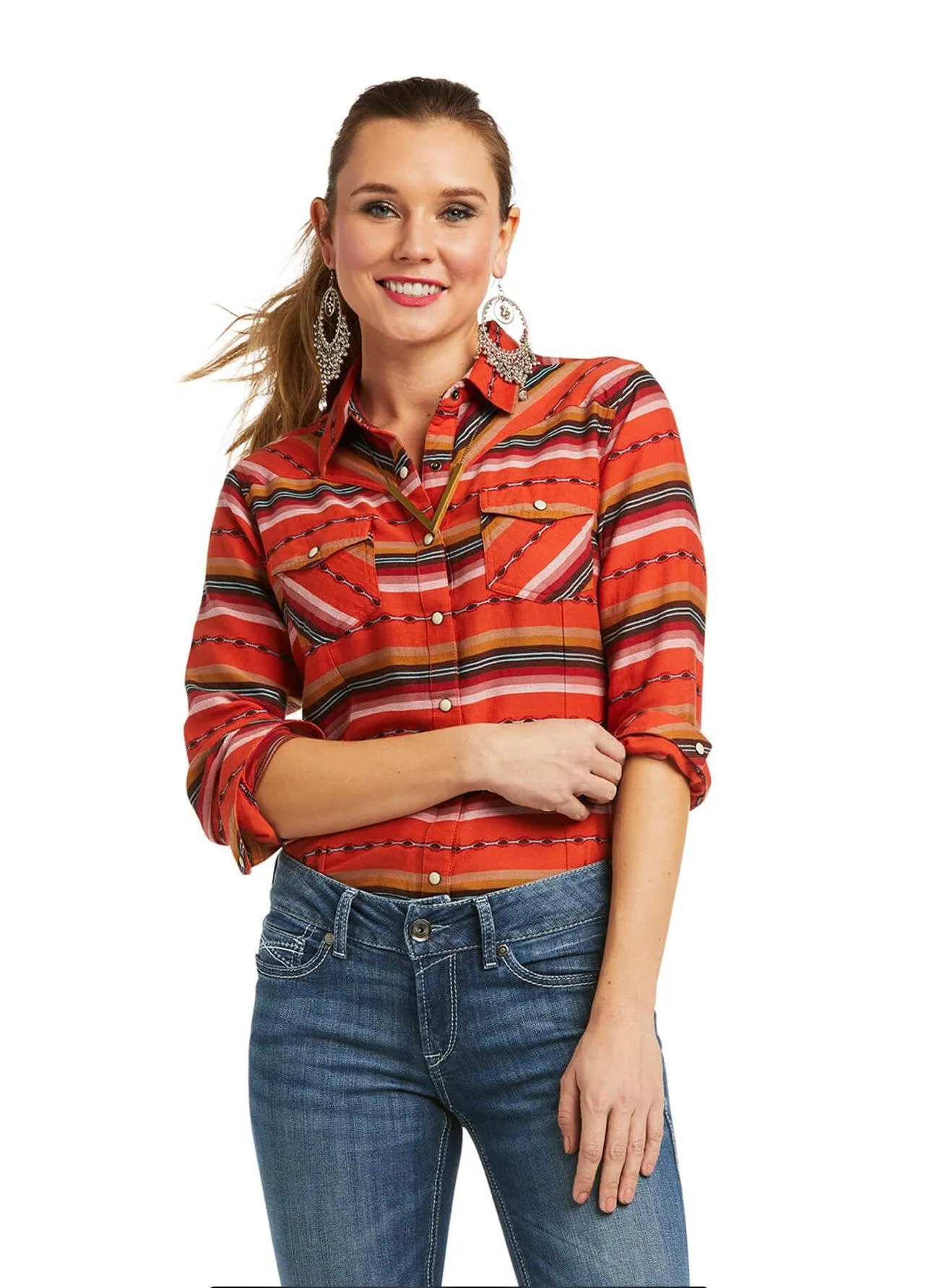 Ariat Women's  REAL Oasis Serape Snap Long Sleeve Western Shirt 10038064