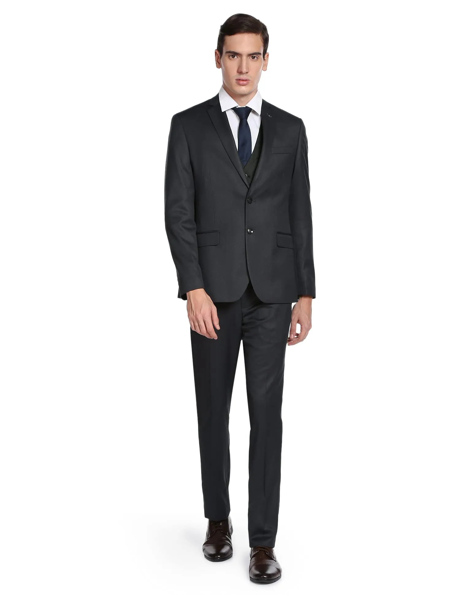 Arrow Men's Polyester Single Breasted Suits (ARAFSU5535_Grey