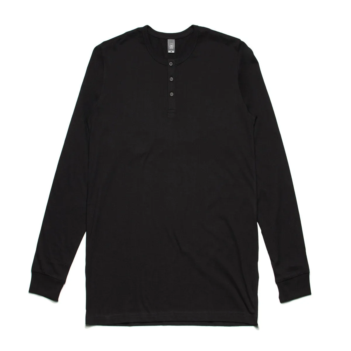 AS Colour Men's Black Henley Long Sleeve Tee