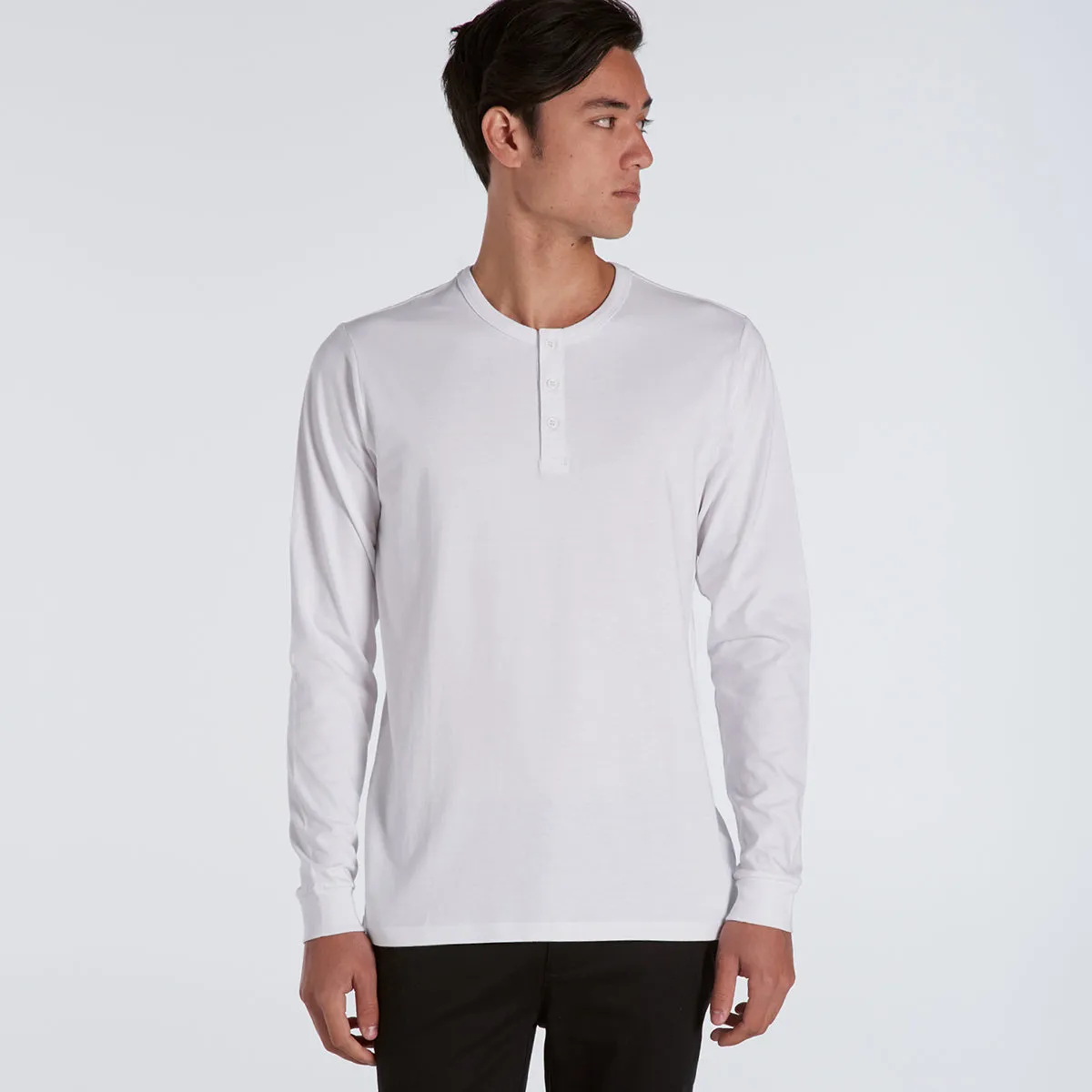 AS Colour Men's White Henley Long Sleeve Tee