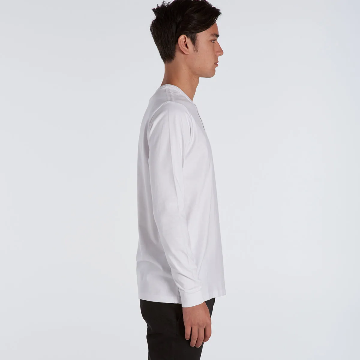 AS Colour Men's White Henley Long Sleeve Tee