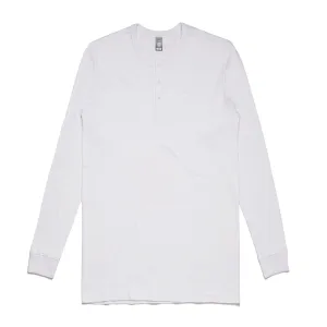 AS Colour Men's White Henley Long Sleeve Tee