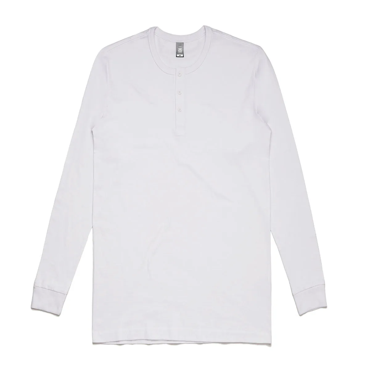 AS Colour Men's White Henley Long Sleeve Tee