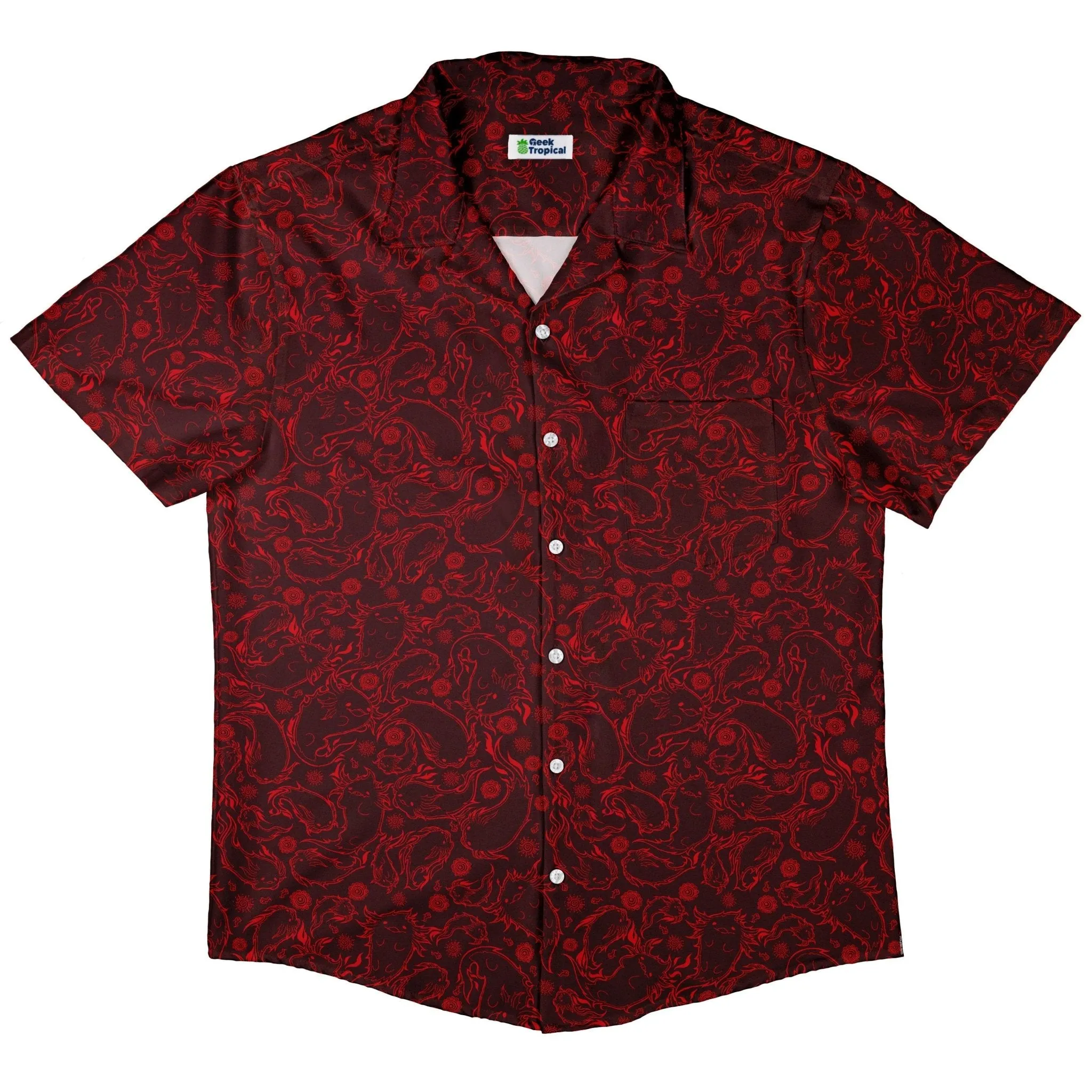 Axolotl Firebending Salamanders Button Up Shirt