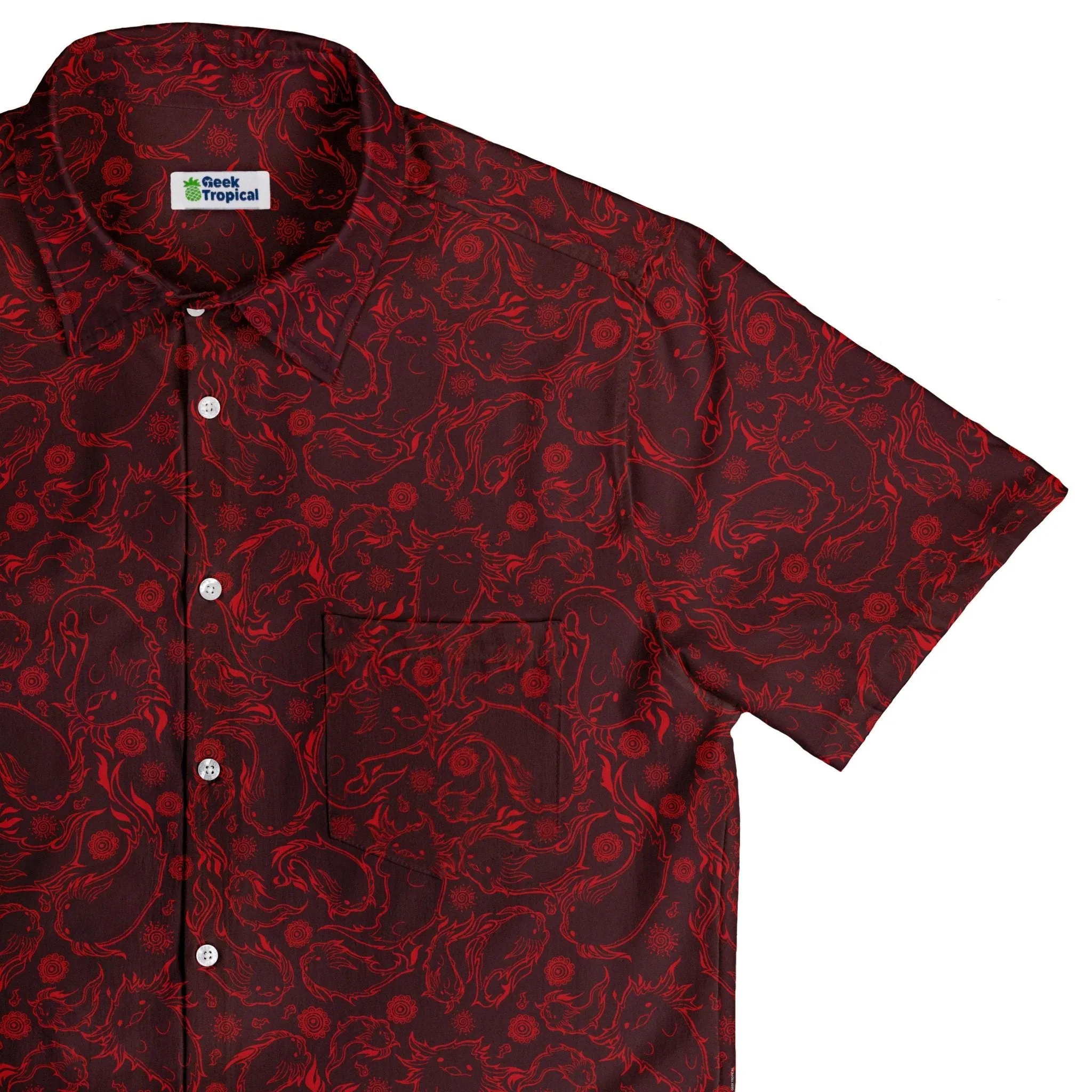 Axolotl Firebending Salamanders Button Up Shirt