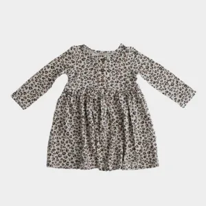 Babysprouts L/S Henley Dress in Cheetah in Charcoal