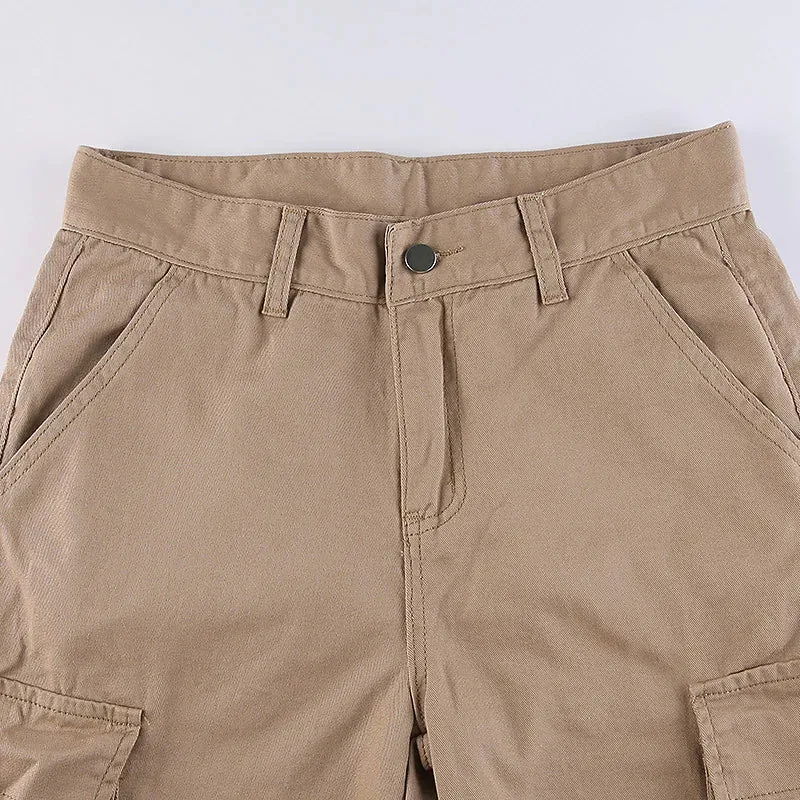 Baggy Wide Leg High Waist Straight Cargo Pants