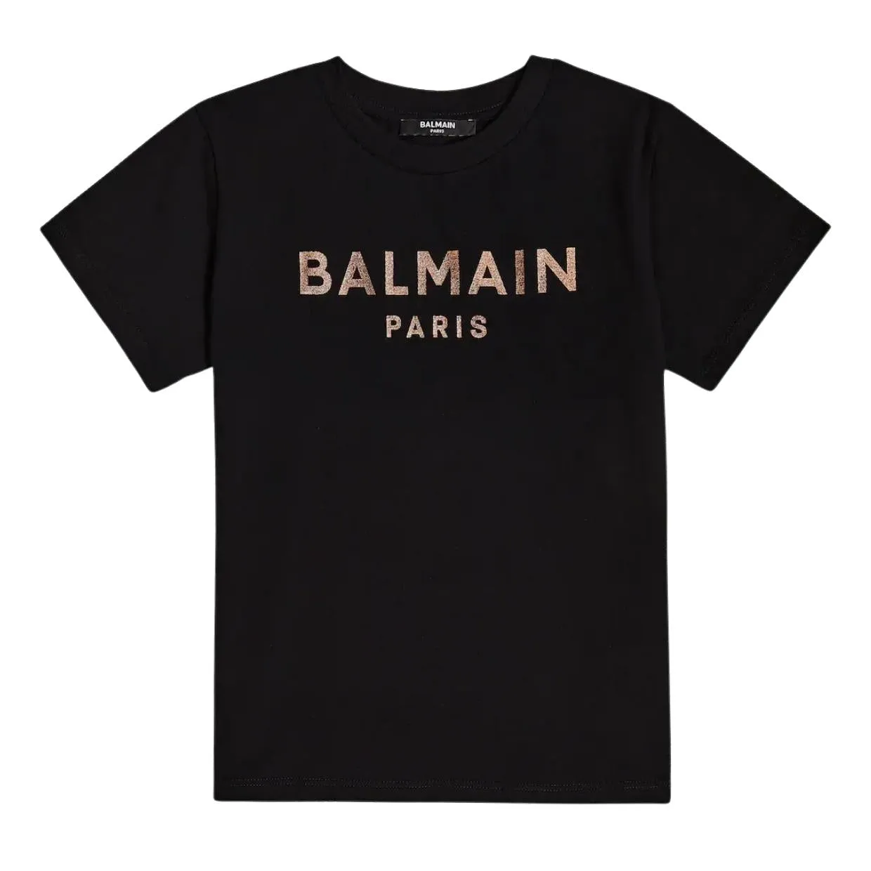 Balmain Kids Metallic Logo Black T-Shirt