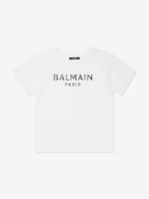 Balmain Kids Paris Logo T-Shirt in White