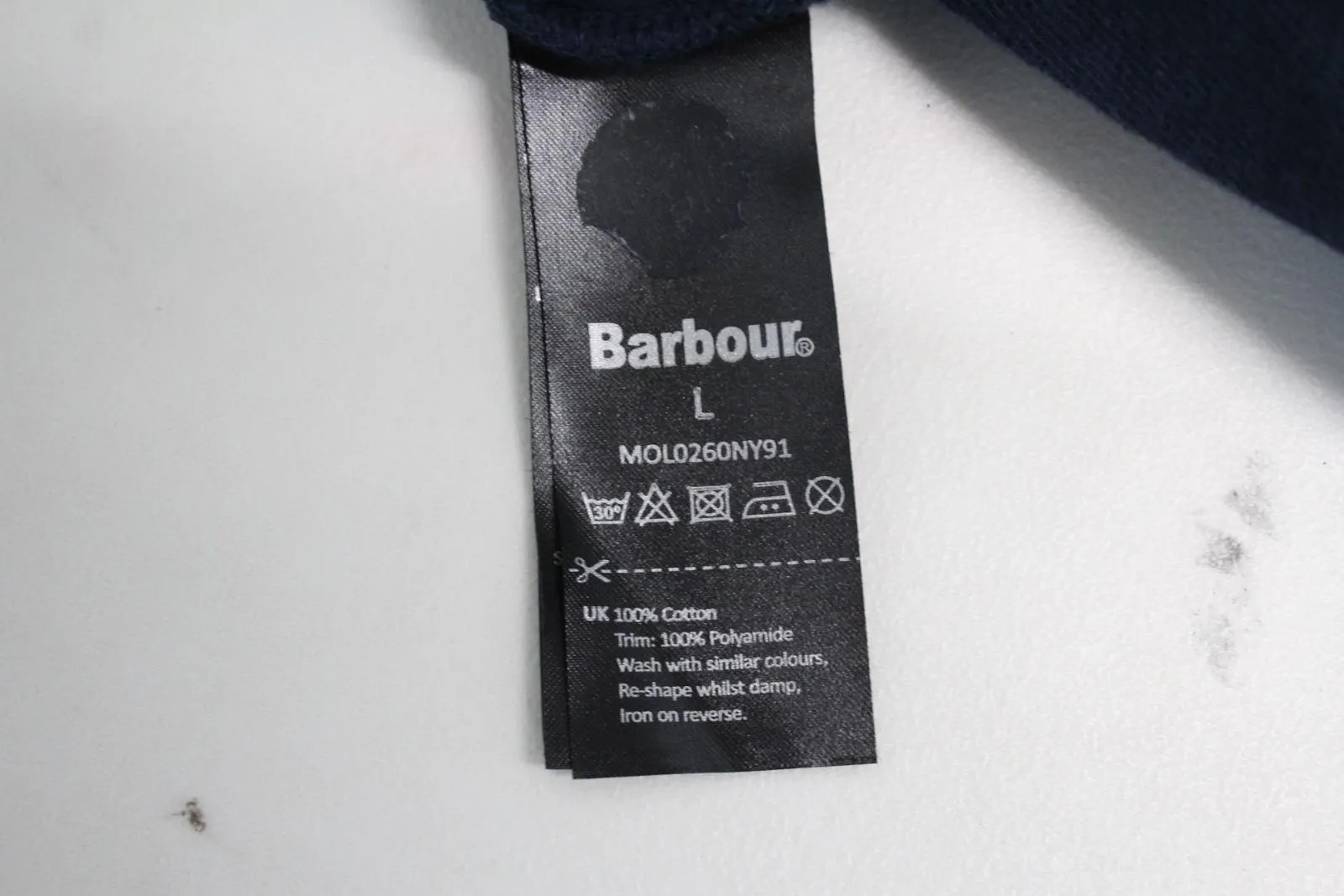 BARBOUR Men's Half Snap Button Pure Cotton Jumper Sweatshirt Navy Blue L